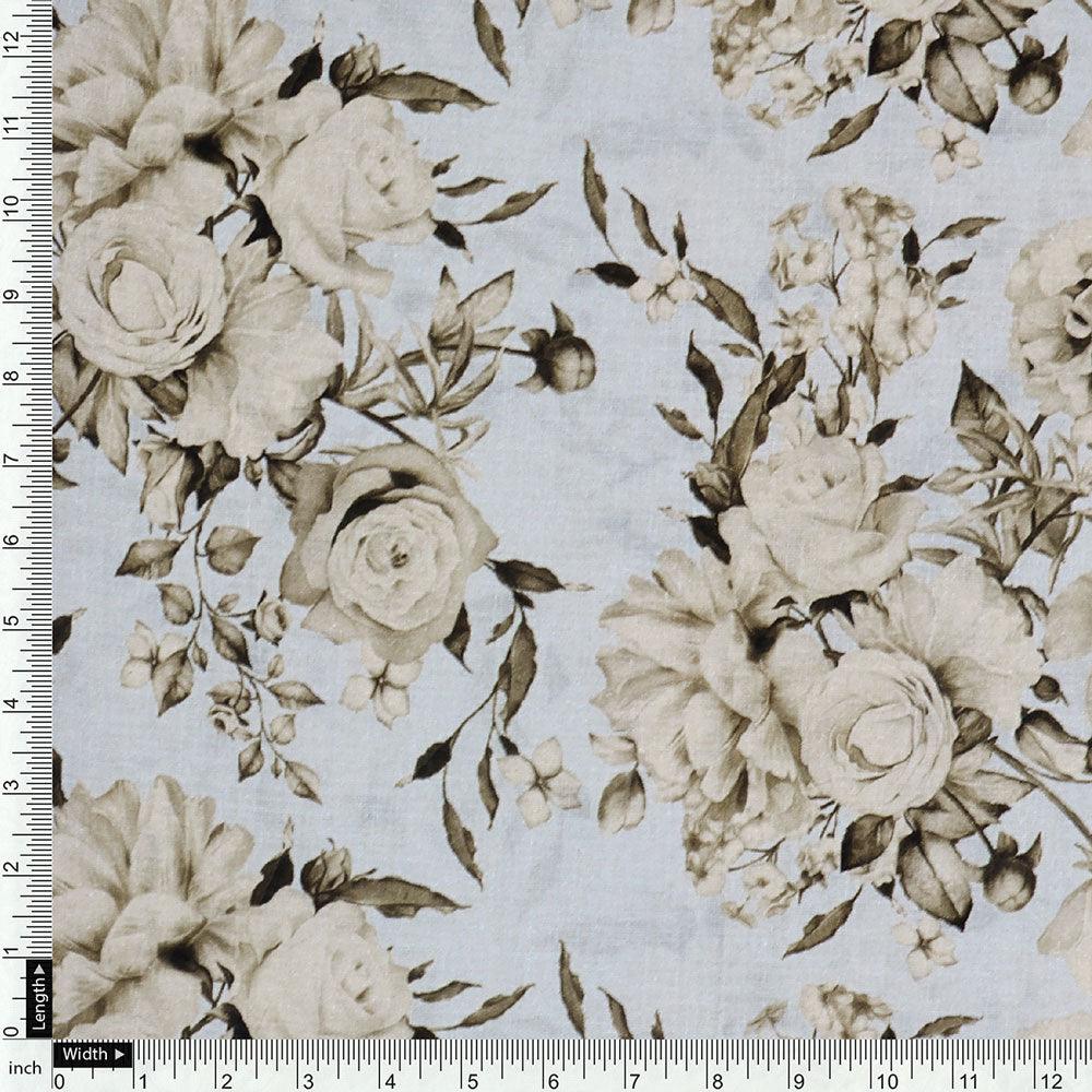Floral Bright Golden Floral Digital Printed Fabric - Pure Cotton - FAB VOGUE Studio®