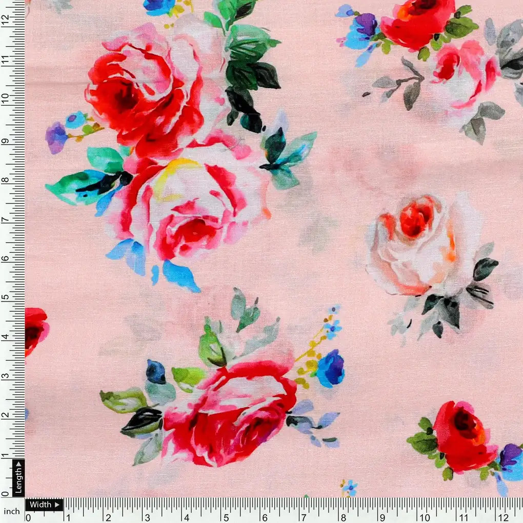 Exotic Blooms Water Color Cream Rose Digital Printed Fabric - Pure Cotton – pco 0 ta08322 108 exotic blooms water color cream rose digital printed fabric pure cotton 4