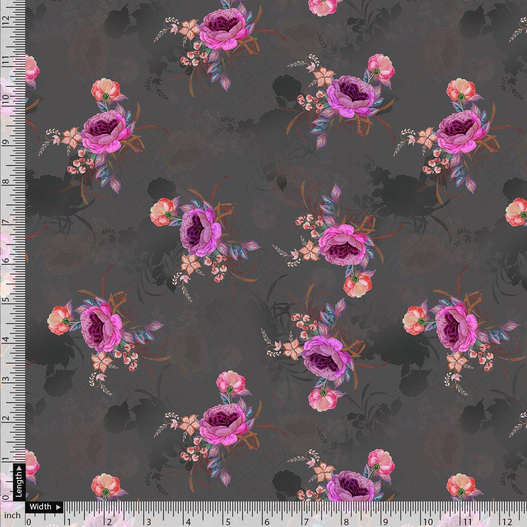Lovely Peony With Wax Flower Digital Printed Fabric - Cotton - FAB VOGUE Studio®