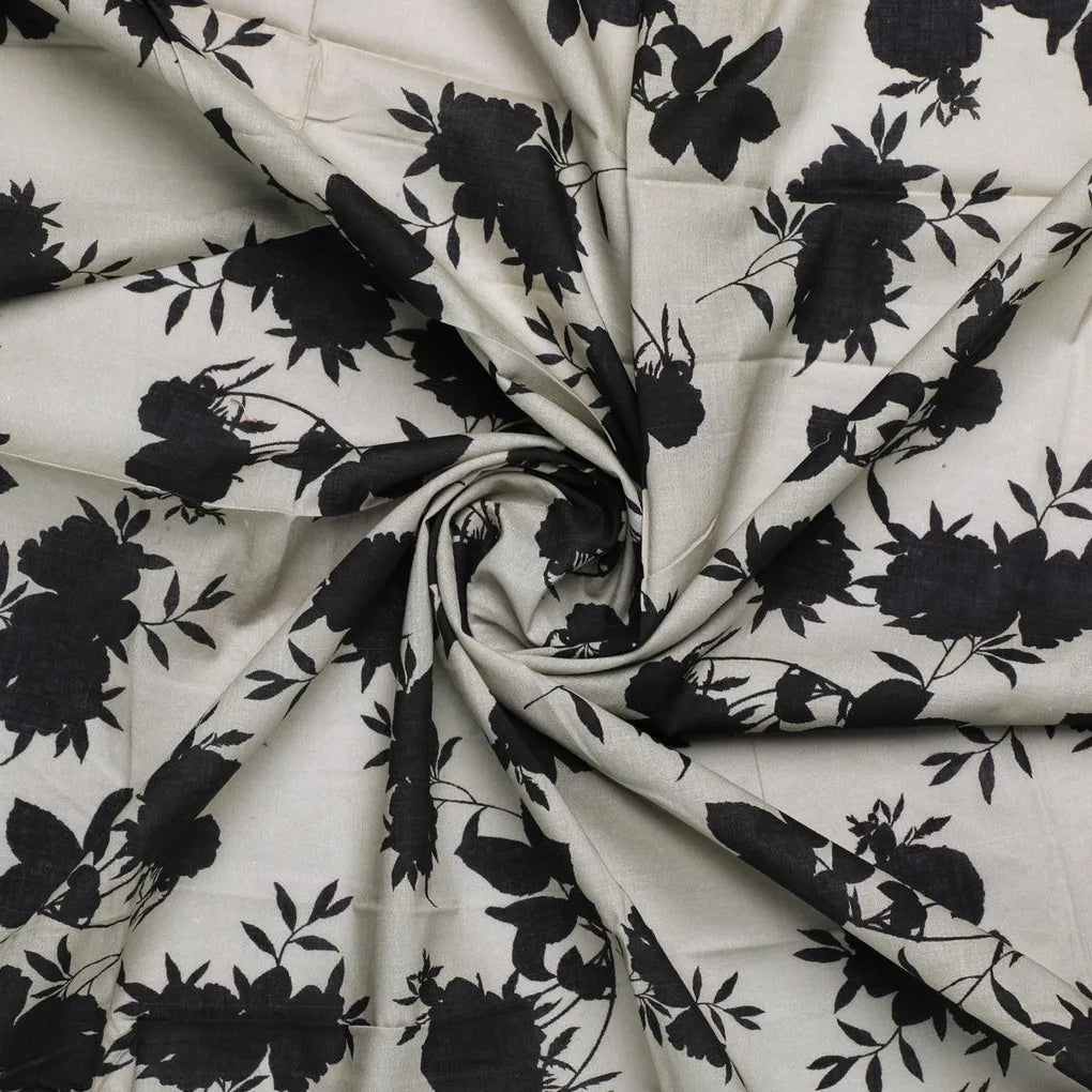Black Floral Flower Digital Printed Fabric - Pure Cotton – pco 0 ta08505 108 black floral flower digital printed fabric pure cotton 1