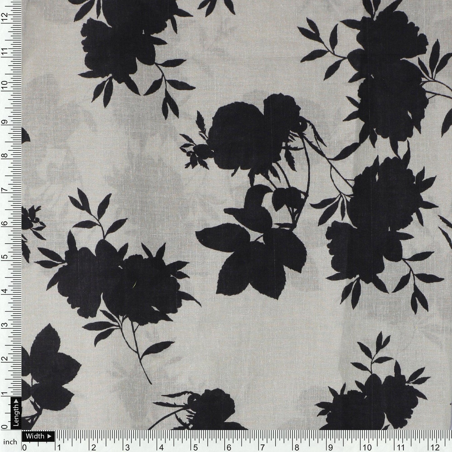 Black Floral Flower Digital Printed Fabric - Pure Cotton - FAB VOGUE Studio®