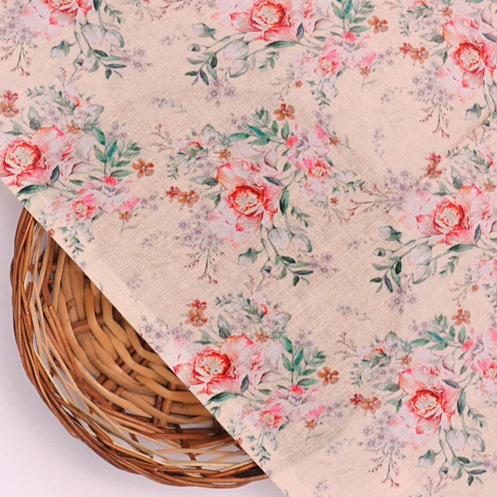 Beautiful Seamless Red Poppy Flower Digital Printed Fabric - Pure Cotton - FAB VOGUE Studio®