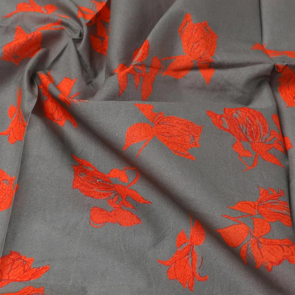 Tulips Roses With Orange Colour Digital Printed Fabric - Pure Cotton – pco 0 ta08519 108 tulips roses with orange colour digital printed fabric pure cotton 3