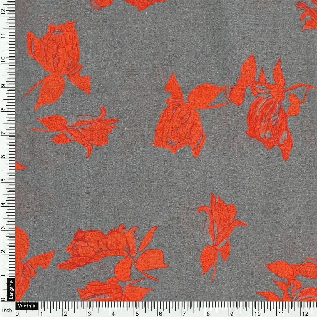 Tulips Roses With Orange Colour Digital Printed Fabric - Pure Cotton – pco 0 ta08519 108 tulips roses with orange colour digital printed fabric pure cotton 4