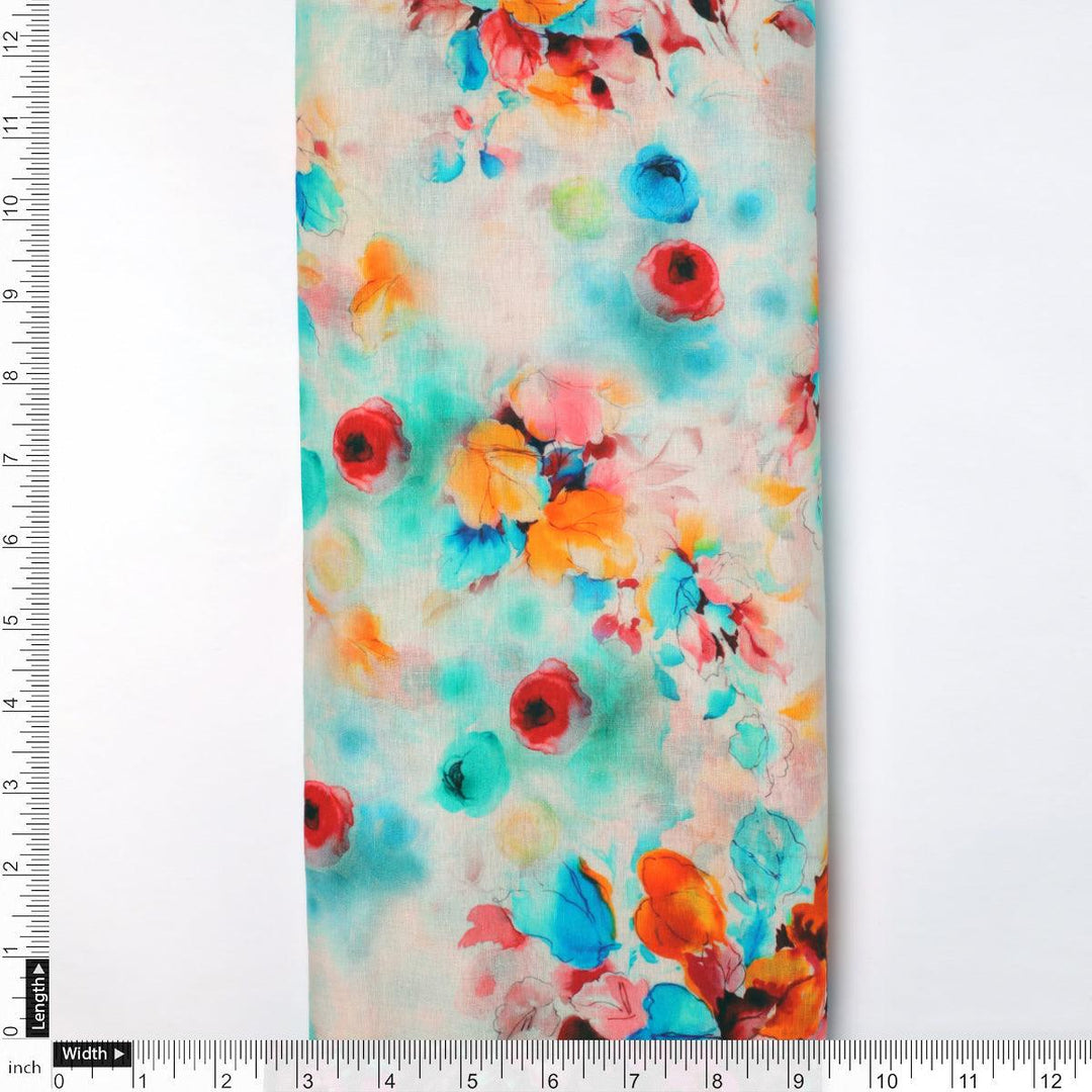 Rainbow Colourful Tulip Roses Digital Printed Fabric - Pure Cotton - FAB VOGUE Studio®