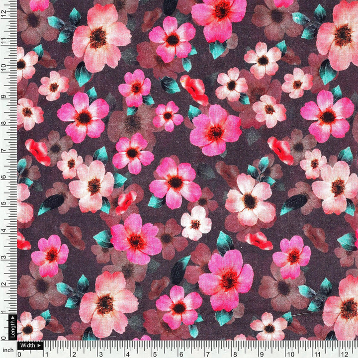 Buttercup Pink Floral Digital Printed Fabric - Pure Cotton - FAB VOGUE Studio®
