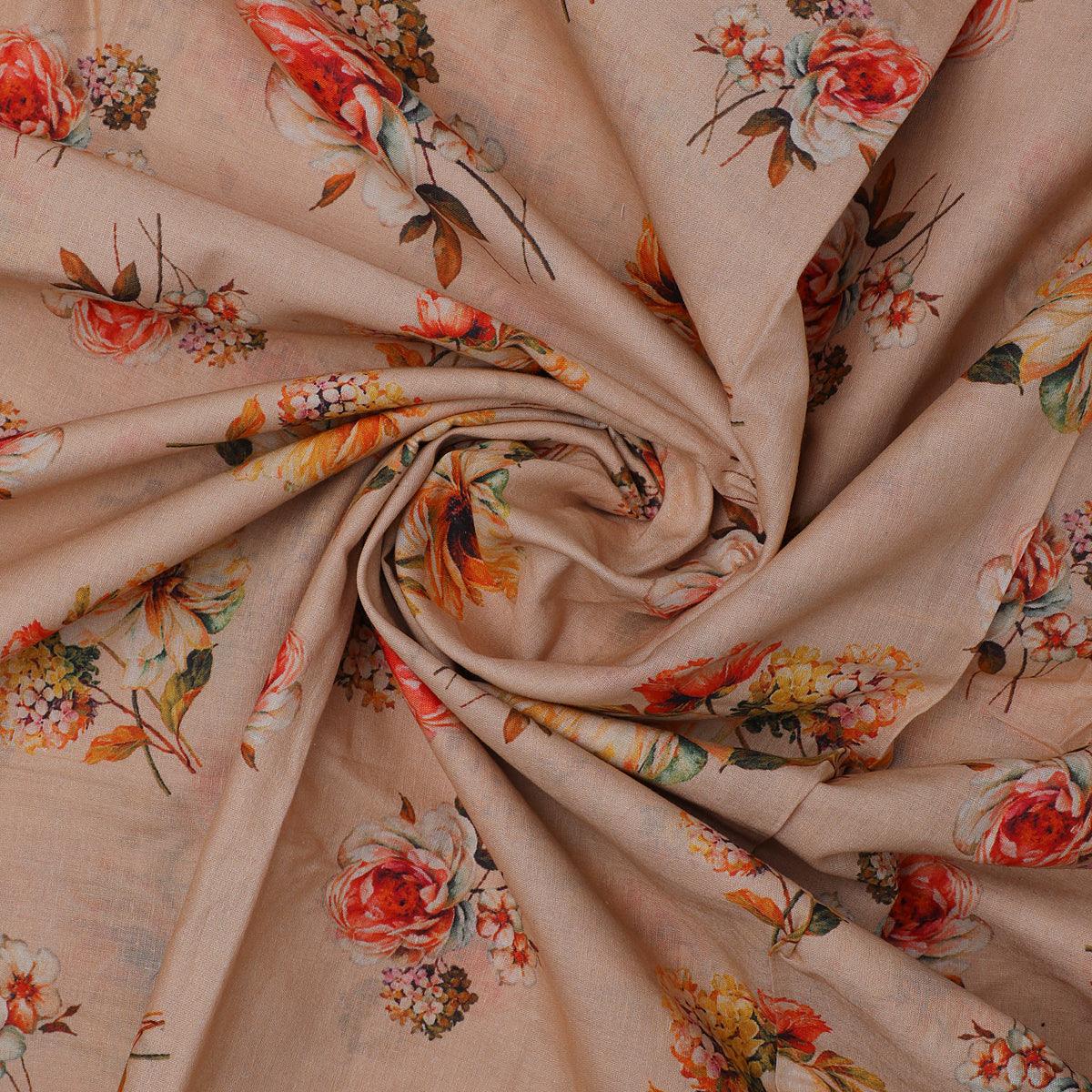 Hawaiian Zinnia Flower Roses Digital Printed Fabric - Pure Cotton - FAB VOGUE Studio®