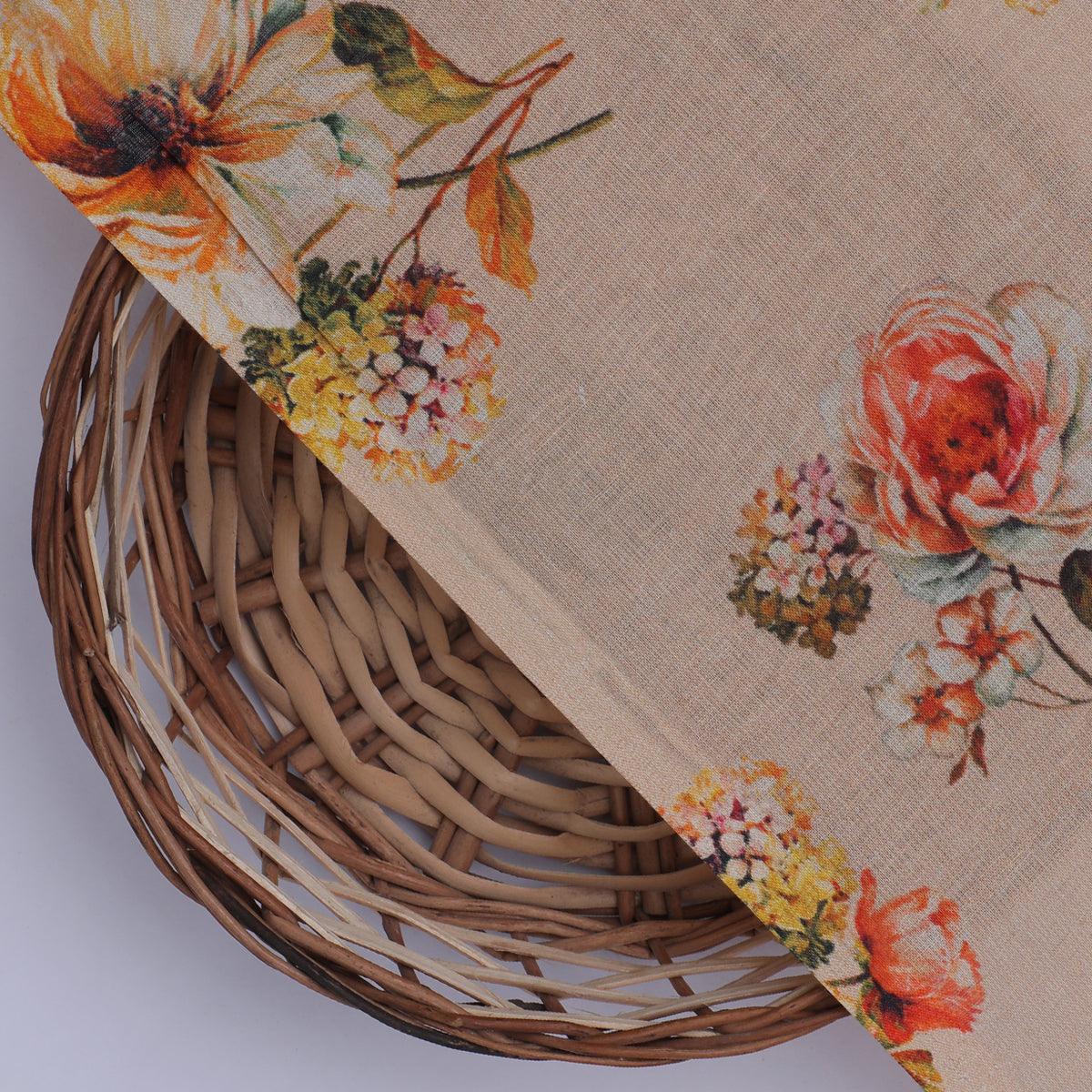 Hawaiian Zinnia Flower Roses Digital Printed Fabric - Pure Cotton - FAB VOGUE Studio®