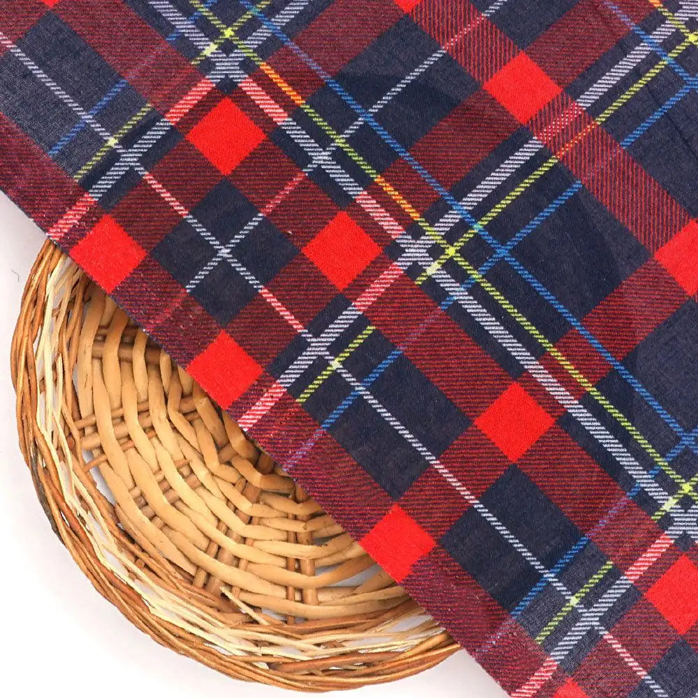 Gingham Pattern With Red And Blue Colour Digital Printed Fabric - Pure Cotton – pco 0 ta08596 108 gingham pattern with red and blue colour digital printed fabric pure cotton 2