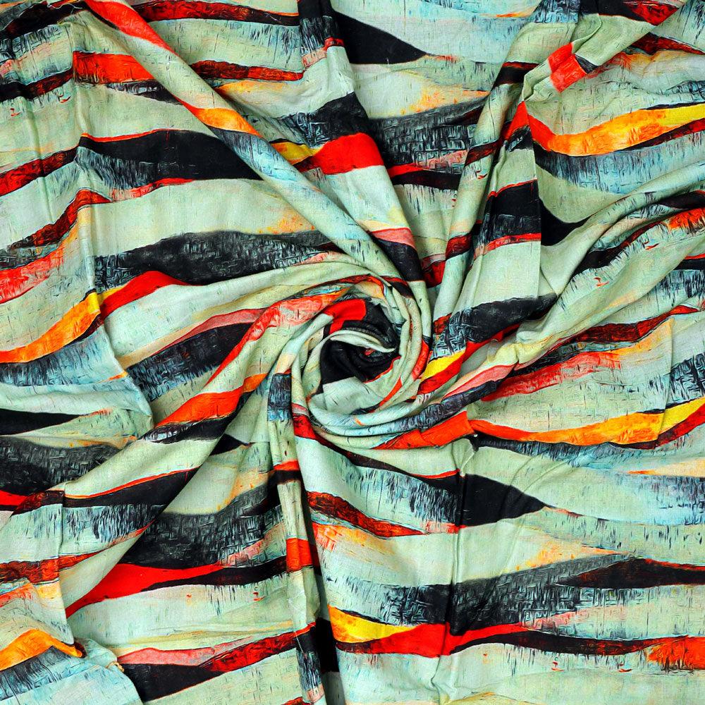 Hawaaian Waving Watercolour Digital Printed Fabric - Pure Cotton - FAB VOGUE Studio®