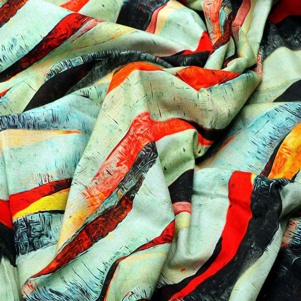 Hawaaian Waving Watercolour Digital Printed Fabric - Pure Cotton – pco 0 ta08617 108 hawaaian waving watercolour digital printed fabric pure cotton 3