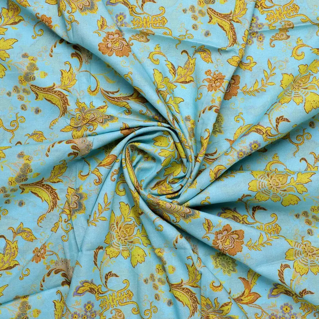 Royal Golden Flower Branch Digital Printed Fabric - Pure Cotton – pco 0 ta08684 108 royal golden flower branch digital printed fabric pure cotton 1
