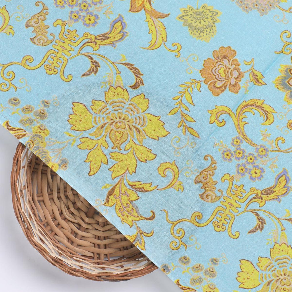 Royal Golden Flower Branch Digital Printed Fabric - Pure Cotton - FAB VOGUE Studio®