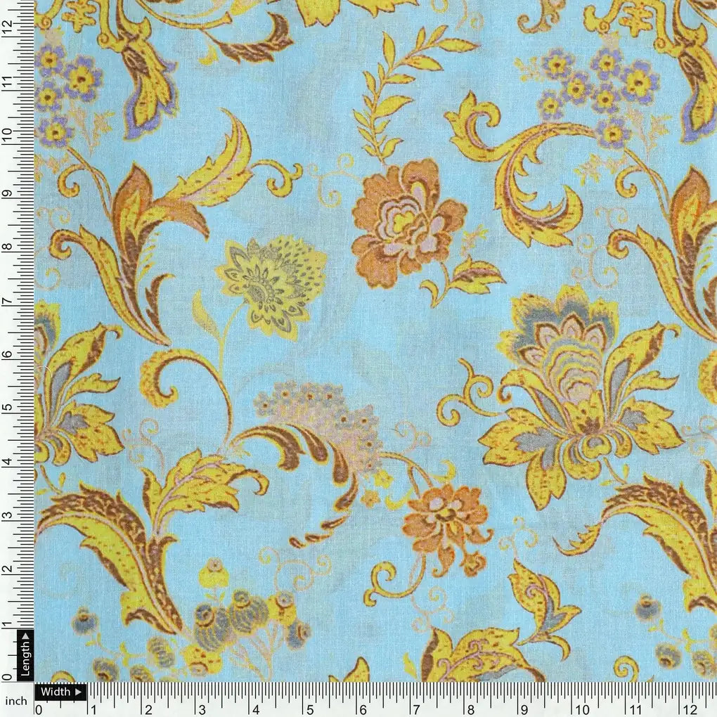 Royal Golden Flower Branch Digital Printed Fabric - Pure Cotton – pco 0 ta08684 108 royal golden flower branch digital printed fabric pure cotton 4