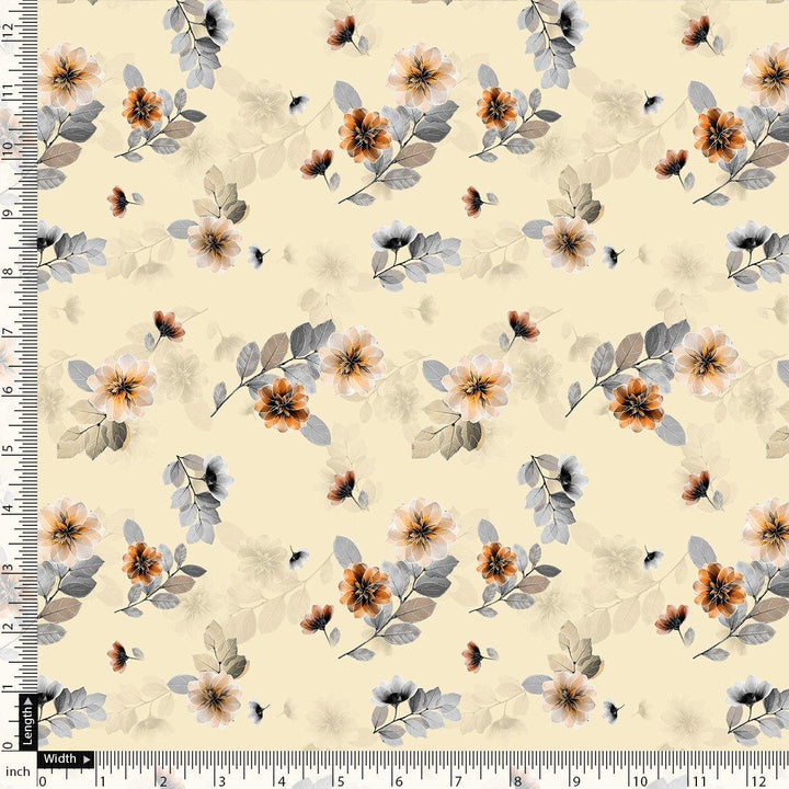 Beautiful Anemone Flower Bunch Digital Printed Fabric - Pure Cotton - FAB VOGUE Studio®