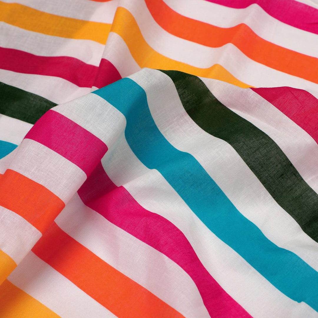 Morden Rainbow Strips Printed Fabric - Pure Cotton - FAB VOGUE Studio®