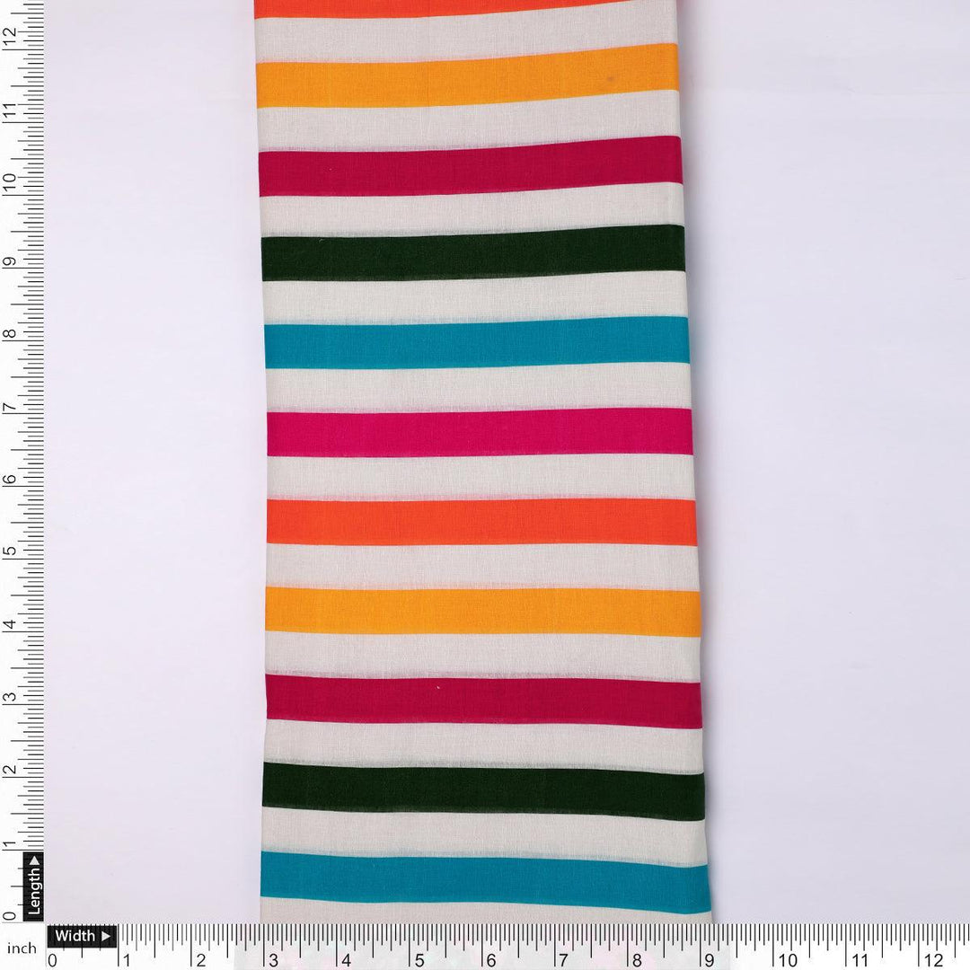 Morden Rainbow Strips Printed Fabric - Pure Cotton - FAB VOGUE Studio®
