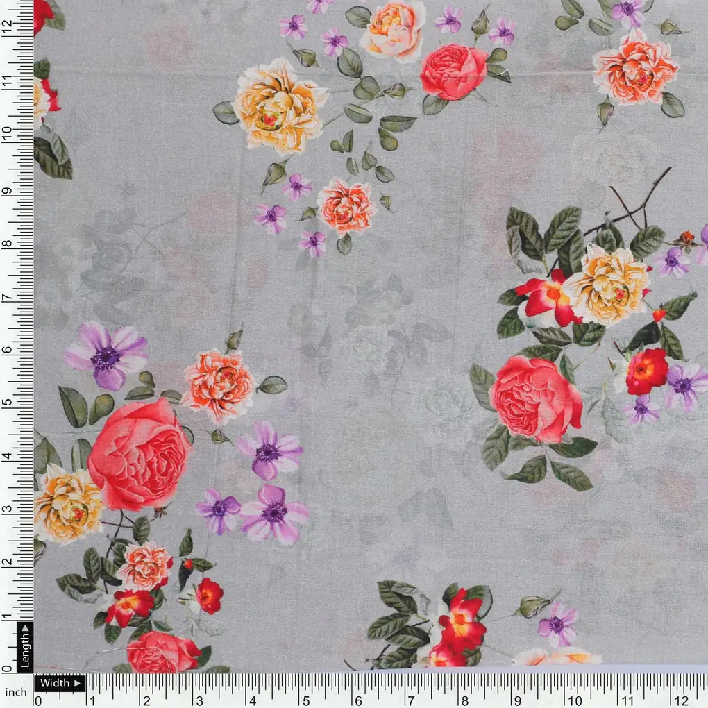 Natural Colourful Roses Digital Printed Fabric - Pure Cotton – pco 0 ta08737 108 natural colourful roses digital printed fabric pure cotton 4