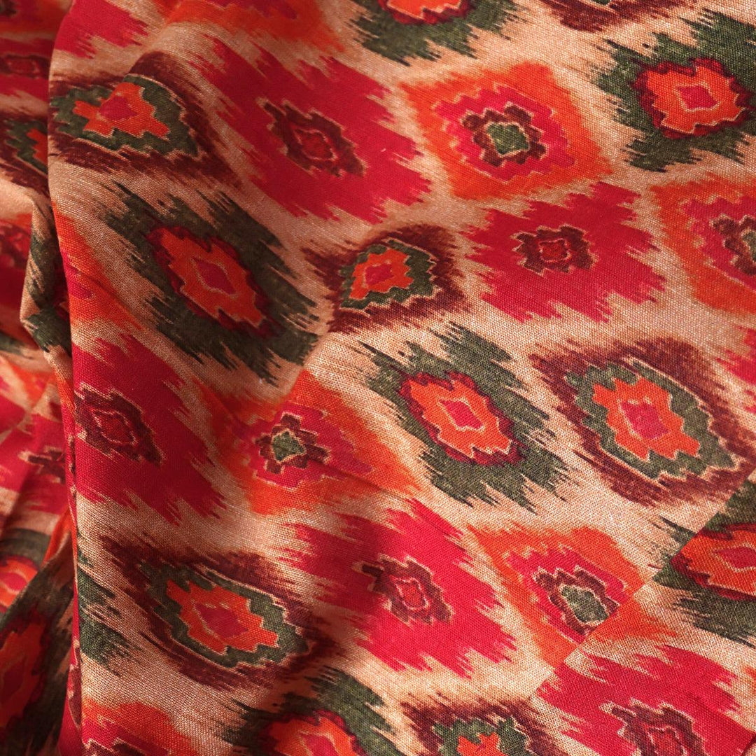 Seamless Pochampilli Patterns Digital Printed Fabric - Pure Cotton - FAB VOGUE Studio®