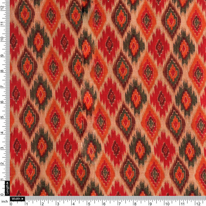 Seamless Pochampilli Patterns Digital Printed Fabric - Pure Cotton - FAB VOGUE Studio®