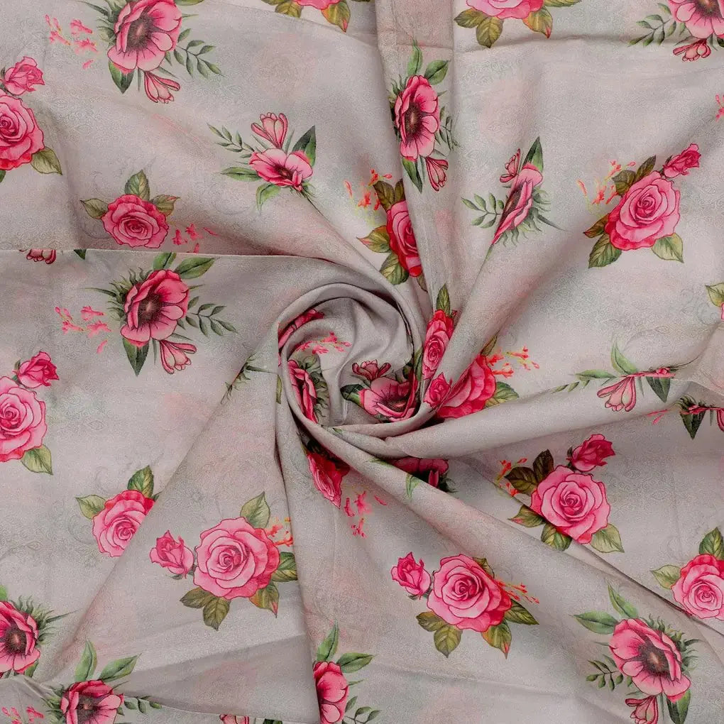 Pink Buttercup Flower Bunch Digital Printed Fabric - Pure Cotton – pco 0 ta08788 108 pink buttercup flower bunch digital printed fabric pure cotton 1