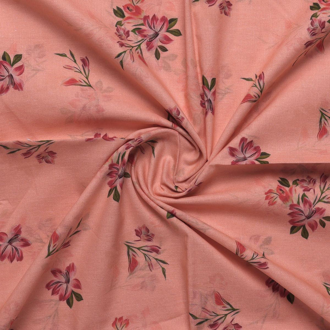 Lovely Pink Orchid Bunch Digital Printed Fabric - Pure Cotton - FAB VOGUE Studio®