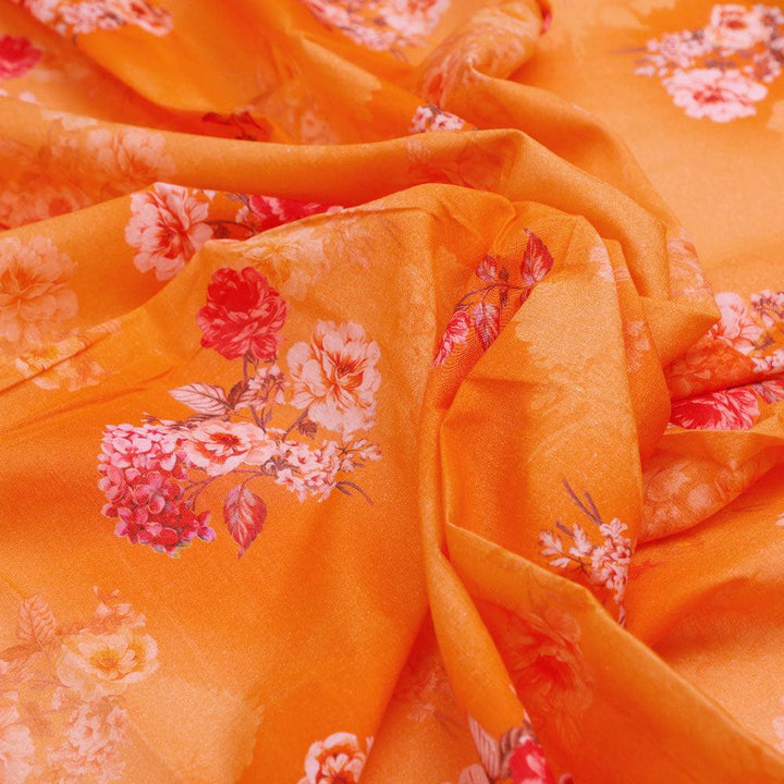 Mustard Yellow Flower Printed Pure Cotton Fabric Material - FAB VOGUE Studio®