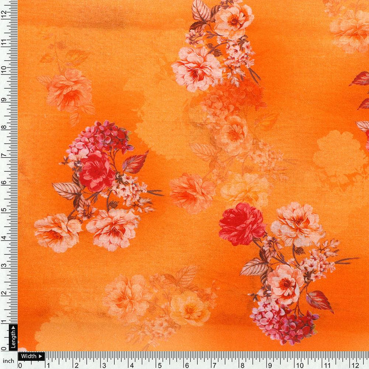 Mustard Yellow Flower Printed Pure Cotton Fabric Material - FAB VOGUE Studio®