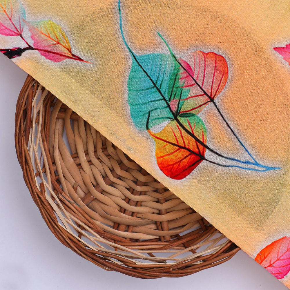 Decorative Various Color Leaves Of Rainbow Digital Printed Fabric - Pure Cotton - FAB VOGUE Studio®
