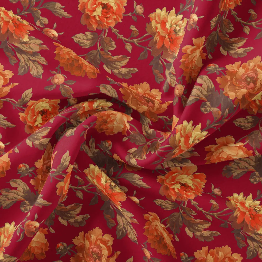Saddlebrown Floral Pure Cotton Printed Fabric Material – pco 0 ta09294p8 108 saddlebrown floral pure cotton printed fabric material 1