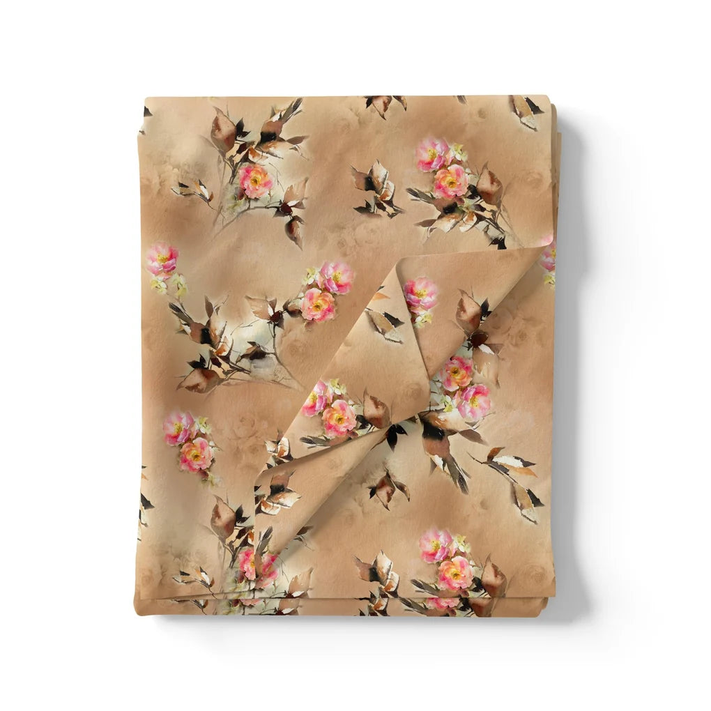 Morden Pink Rose And Leaves Flower Bunch Digital Printed Fabric - Pure Cotton – pco 0 ta09636p3 108 morden pink rose and leaves flower bunch digital printed fabric pure cotton 3