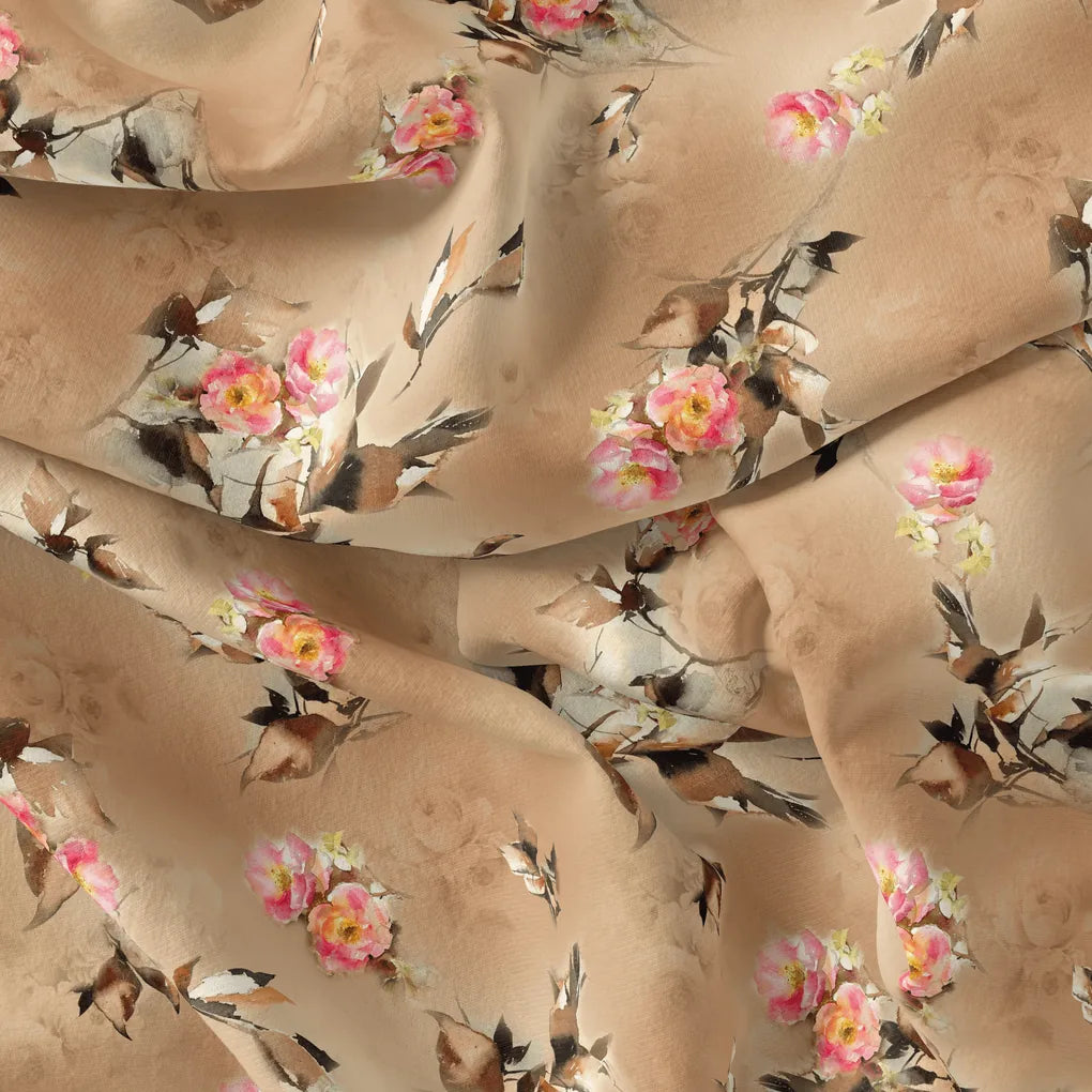 Morden Pink Rose And Leaves Flower Bunch Digital Printed Fabric - Pure Cotton – pco 0 ta09636p3 108 morden pink rose and leaves flower bunch digital printed fabric pure cotton 4