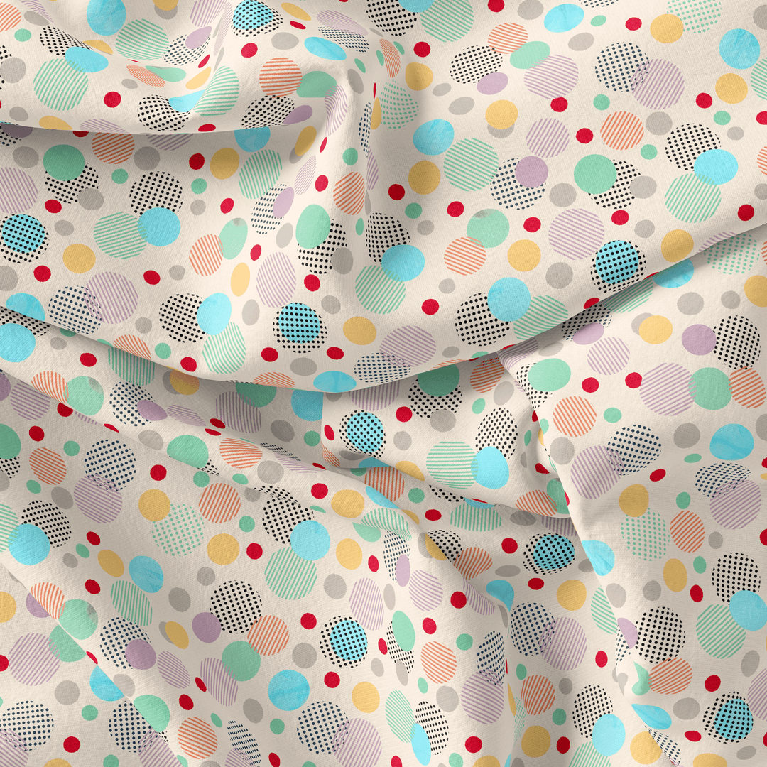 Tiny Bubble Lining With Multicolour Doted Circle Digital Printed Fabric - Pure Cotton - FAB VOGUE Studio®