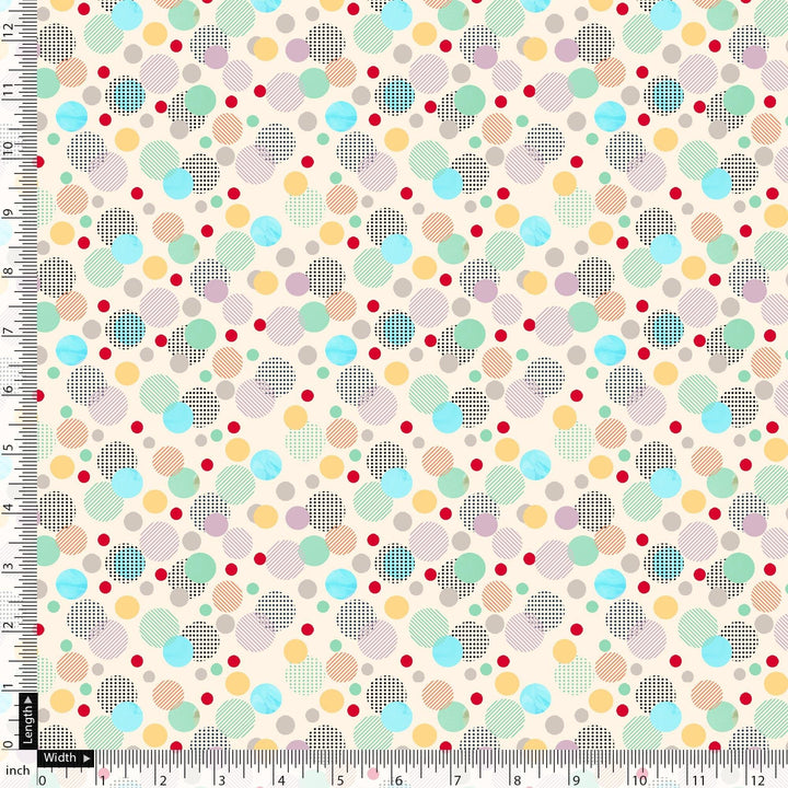 Tiny Bubble Lining With Multicolour Doted Circle Digital Printed Fabric - Pure Cotton - FAB VOGUE Studio®