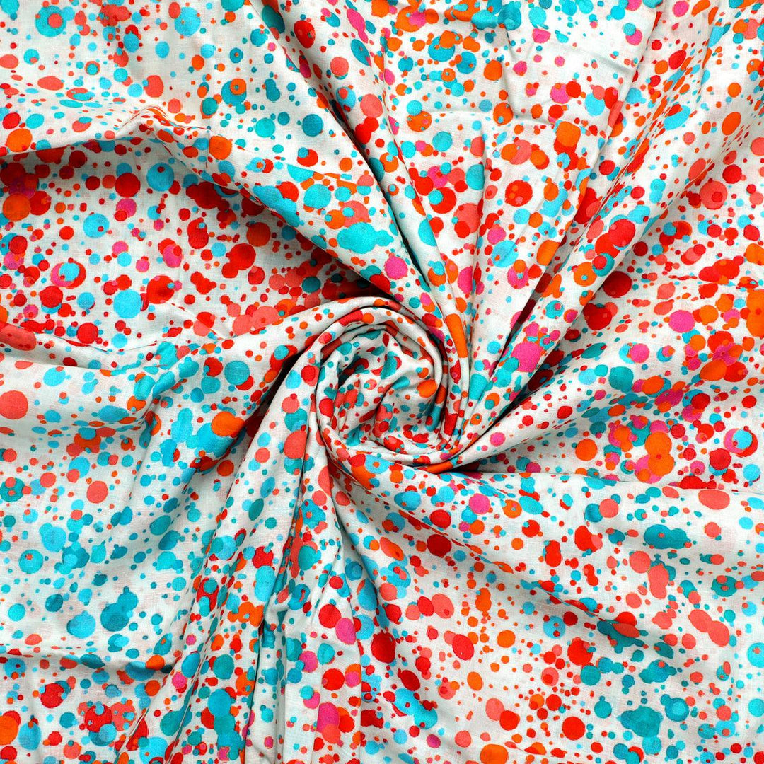 Spread Colour Of Rainbow Spot Digital Printed Fabric - Pure Cotton - FAB VOGUE Studio®