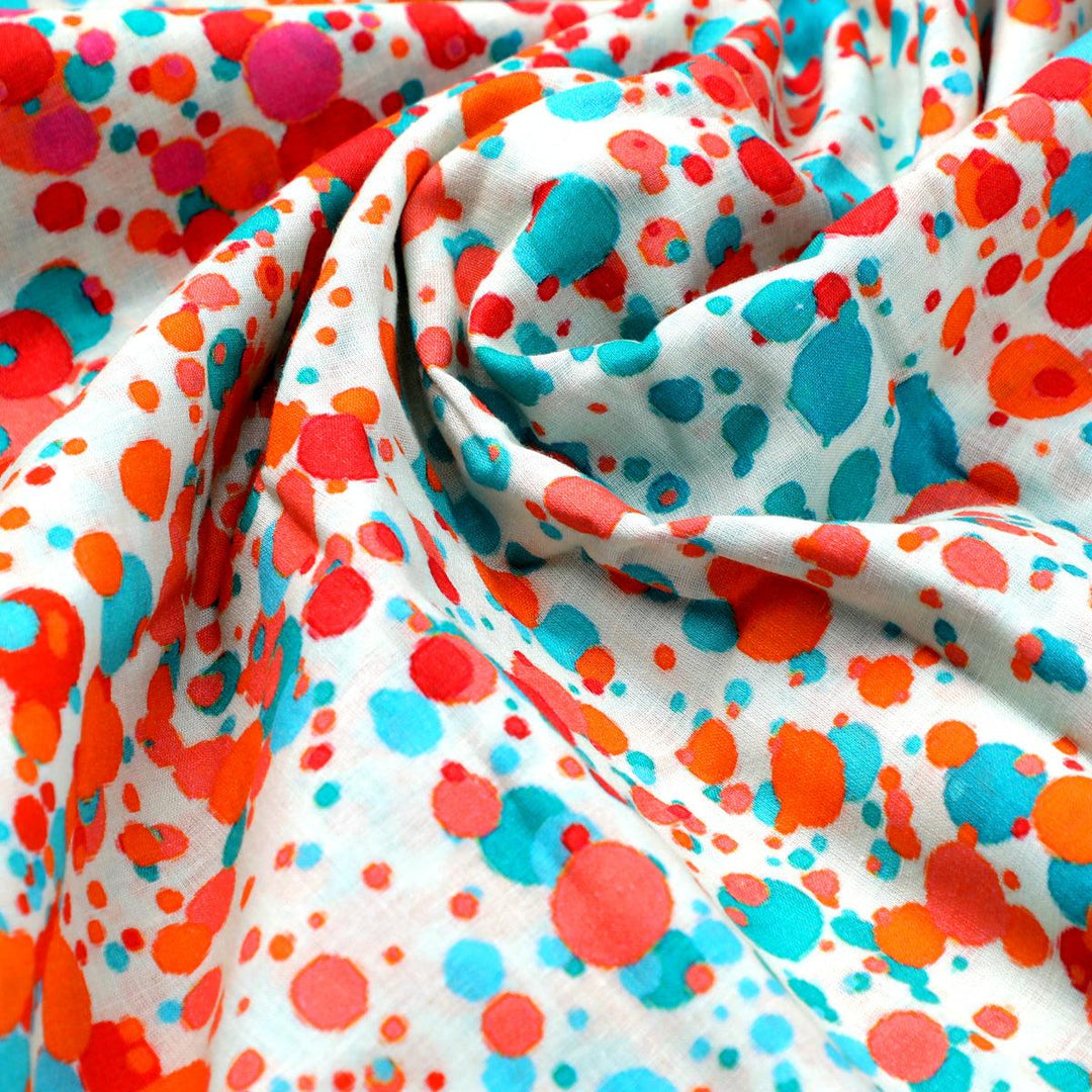 Spread Colour Of Rainbow Spot Digital Printed Fabric - Pure Cotton - FAB VOGUE Studio®