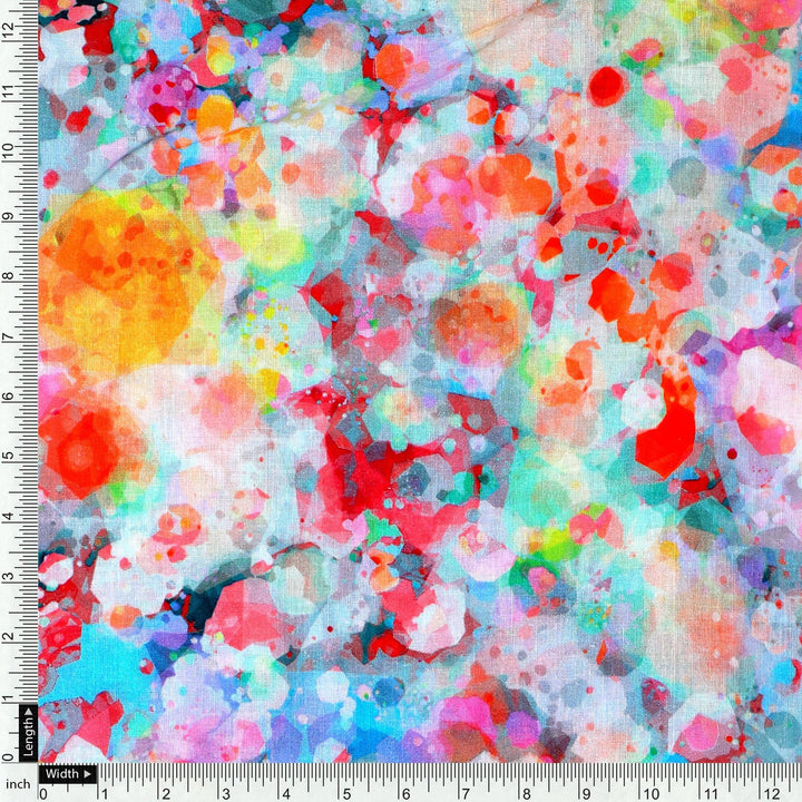 Watercolour Paint Art Of Doted Digital Printed Fabric - Pure Cotton - FAB VOGUE Studio®