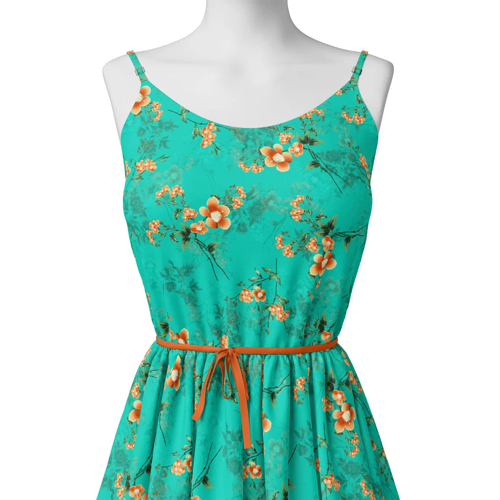 Persimmon Leaves With  Orange Violet Flower Digital Printed Fabric - Pure Cotton – pco 0 ta09678p2 108 persimmon leaves with orange violet flower digital printed fabric pure cotton 2