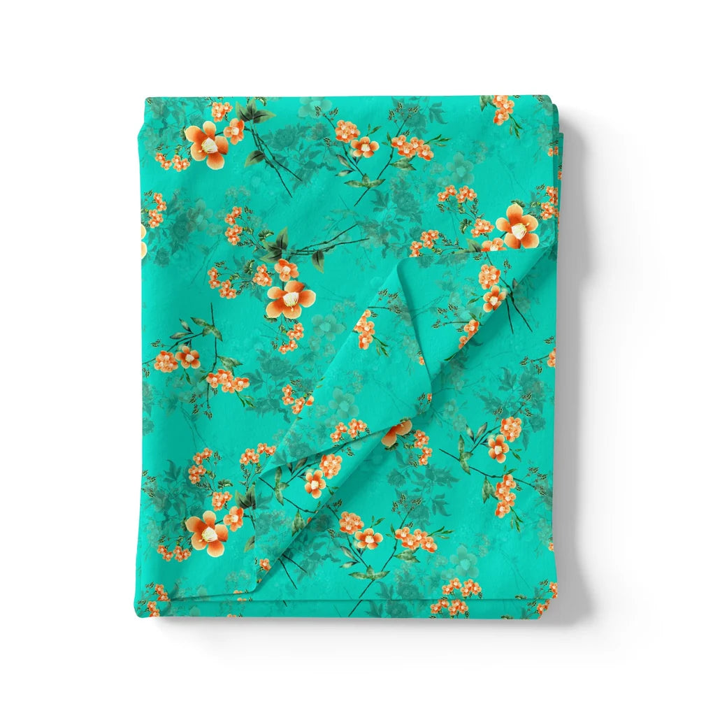 Persimmon Leaves With  Orange Violet Flower Digital Printed Fabric - Pure Cotton – pco 0 ta09678p2 108 persimmon leaves with orange violet flower digital printed fabric pure cotton 3