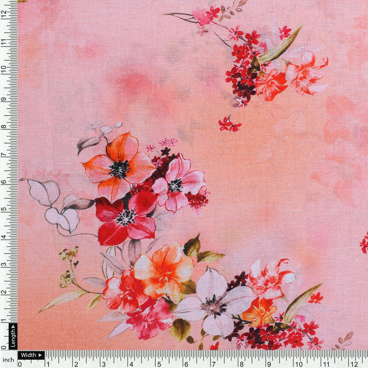 White Floral Pure Cotton Printed Fabric Material - FAB VOGUE Studio®