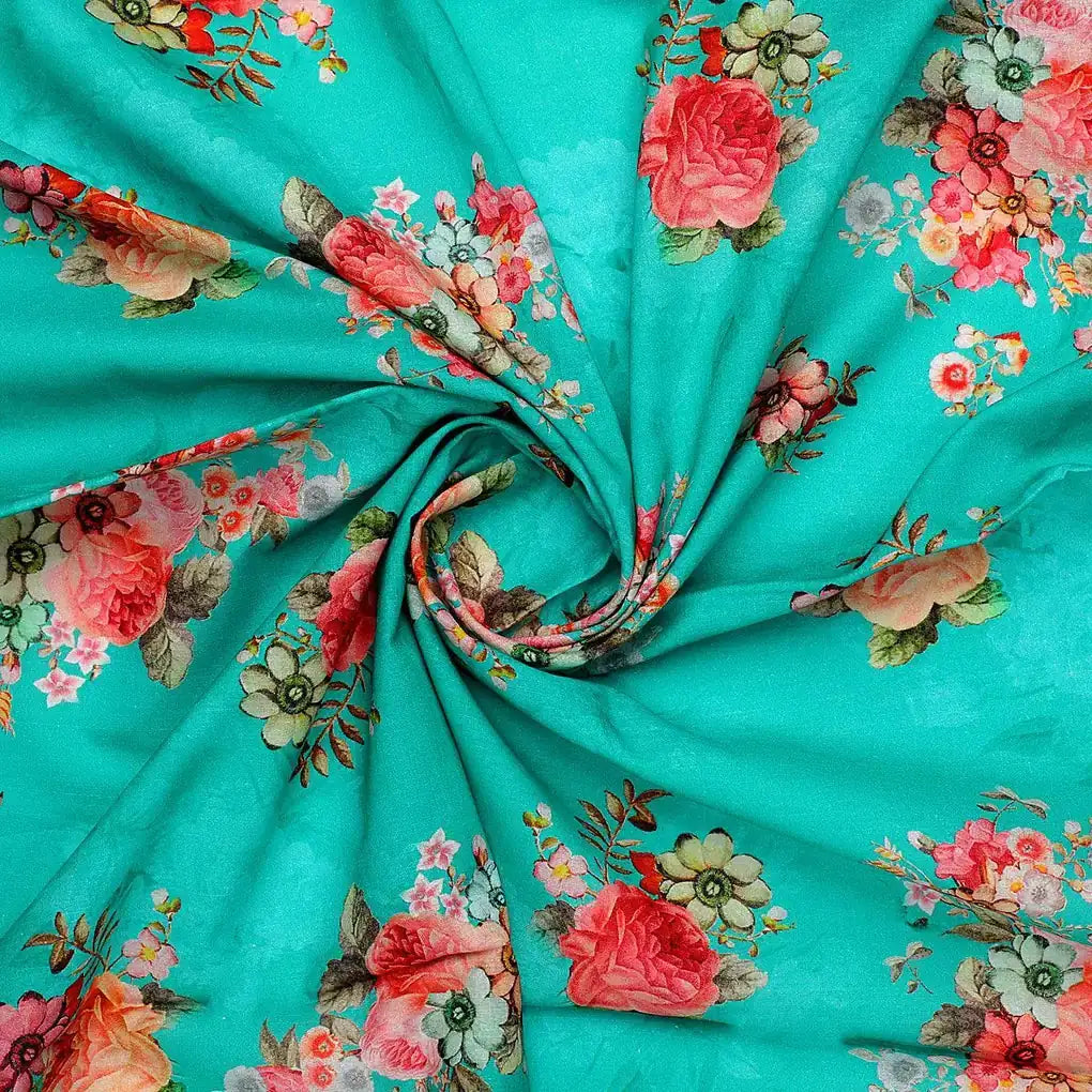Mediumseagreen Floral Pure Cotton Printed Fabric Material – pco 0 ta09694p2 108 mediumseagreen floral pure cotton printed fabric material 1