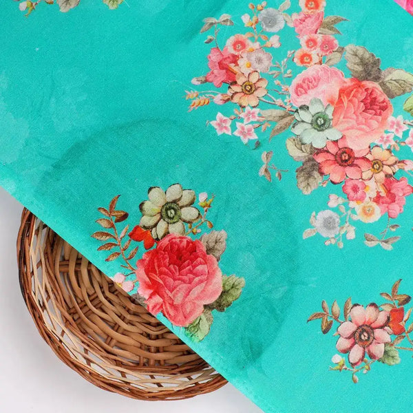 Mediumseagreen Floral Pure Cotton Printed Fabric Material – pco 0 ta09694p2 108 mediumseagreen floral pure cotton printed fabric material 2 - alternate view