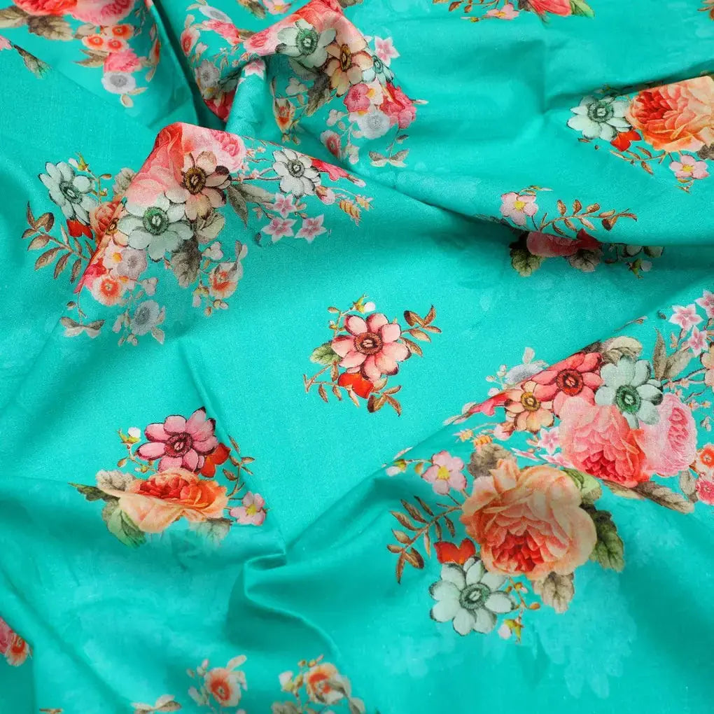 Mediumseagreen Floral Pure Cotton Printed Fabric Material – pco 0 ta09694p2 108 mediumseagreen floral pure cotton printed fabric material 3
