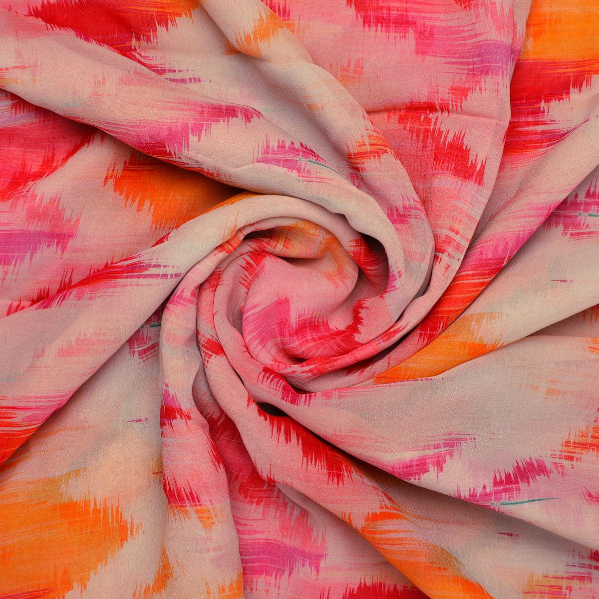 Beautiful Multi-Color Leheriya Digital Printed Fabric - FAB VOGUE Studio®