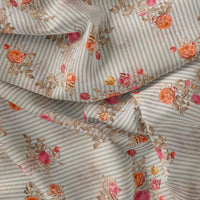 Peony Floral Strips Orange With Red Digital Printed Fabric - Pure Georgette – pg 0 ma012282 110 peony floral strips orange with red digital printed fabric pure georgette 1