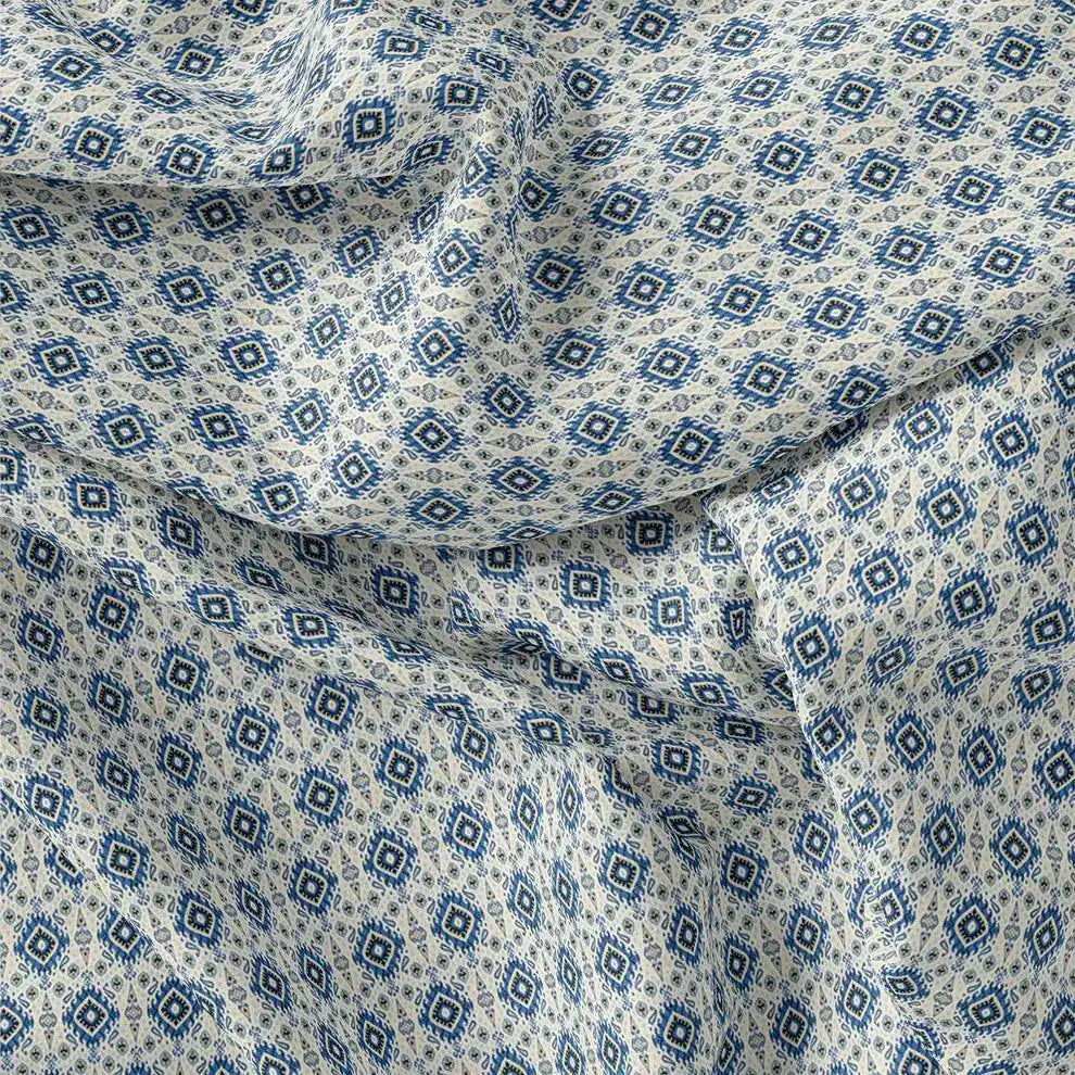Tiny Blue Medallion Motif Digital Printed Fabric  - Pure Georgette – pg 0 ma012738 110 tiny blue medallion motif digital printed fabric pure georgette 3