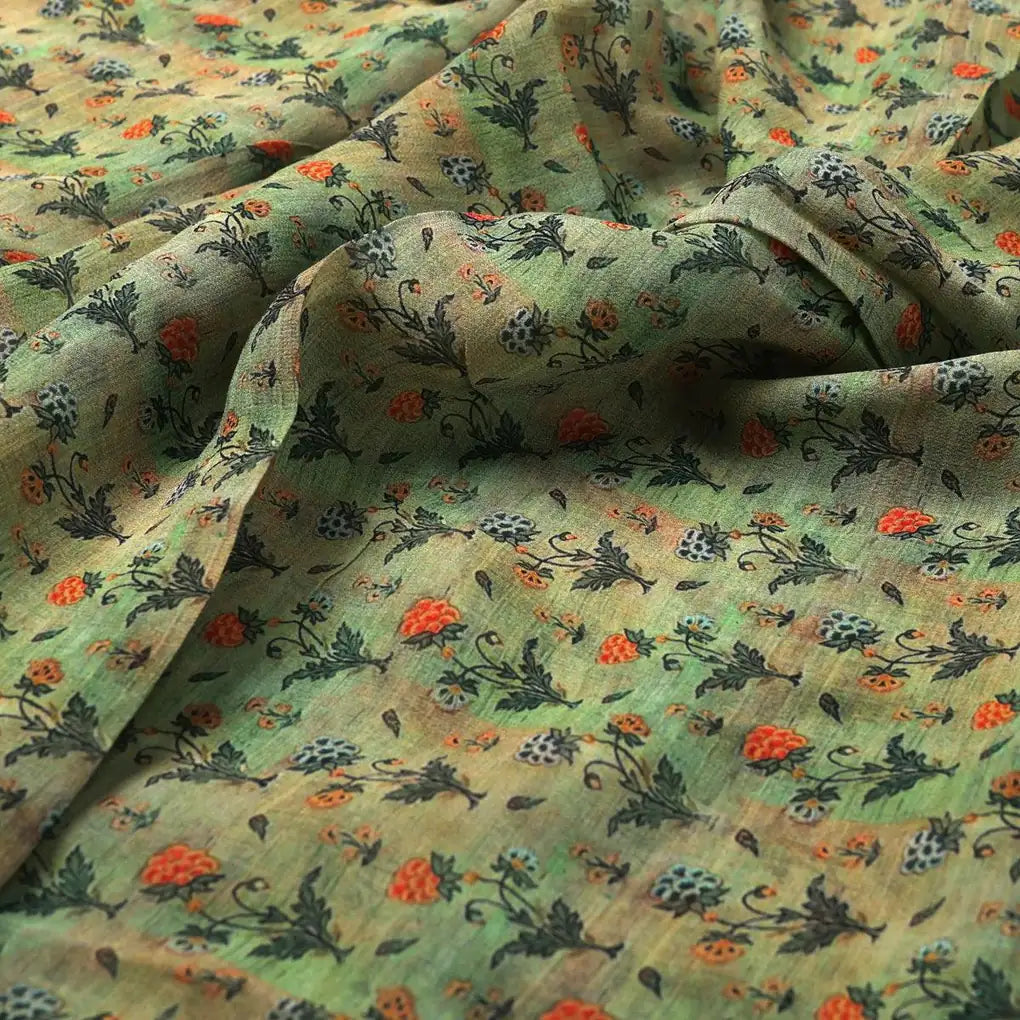 Beautiful Green Seamless Motif Flower Digital Printed Fabric - Pure Georgette – pg 0 ma0128 110 beautiful green seamless motif flower digital printed fabric pure georgette 3
