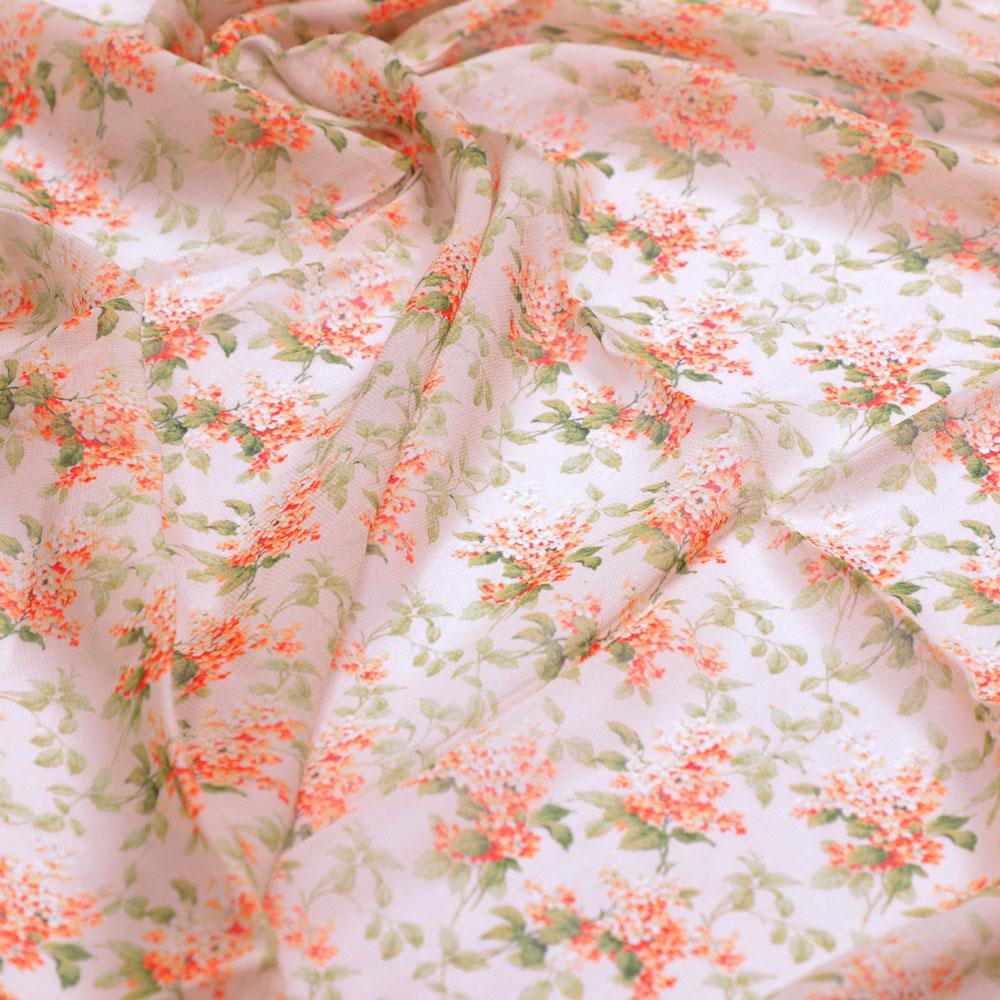 Painted Orange Flower Chintz Digital Printed Fabric  - Pure Georgette – pg 0 ma013660 110 painted orange flower chintz digital printed fabric pure georgette 3