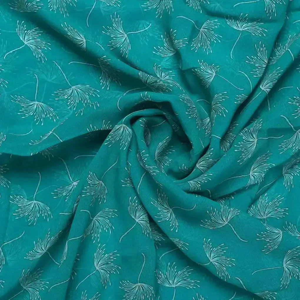 White Floating Flower Digital Printed Fabric - Pure Georgette – pg 0 ma0139 110 white floating flower digital printed fabric pure georgette 1