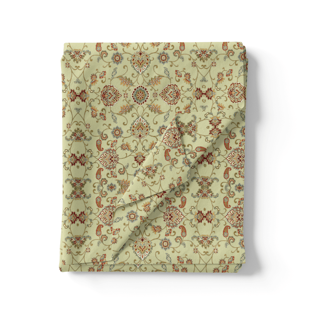 Pista Green Baroque Pure Georgette Printed Fabric Material - FAB VOGUE Studio®